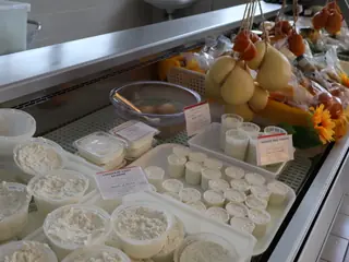 Ricotte e caciocavalli nel banco frigo