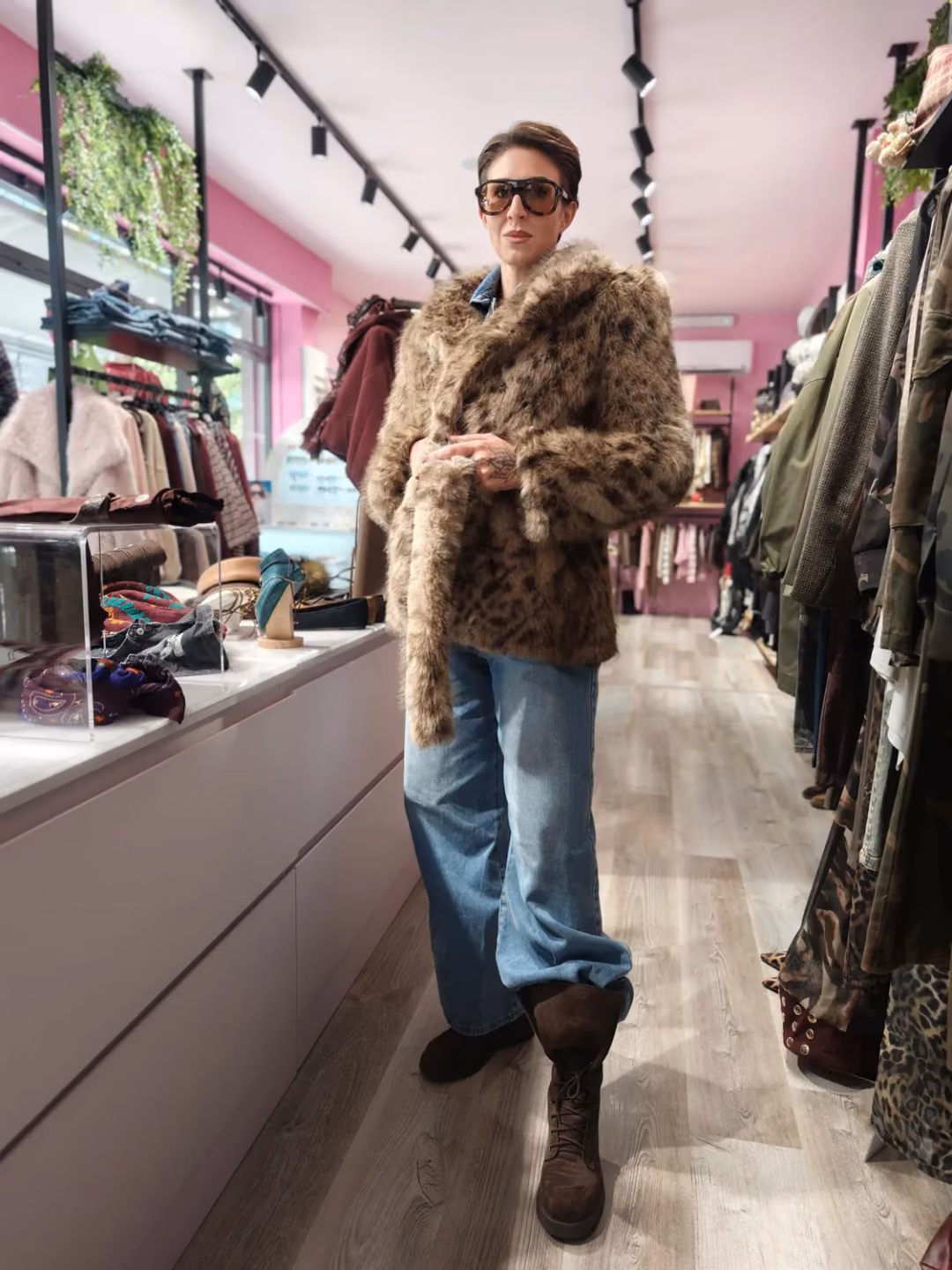 Una cliente esplora la selezione di capi in boutique