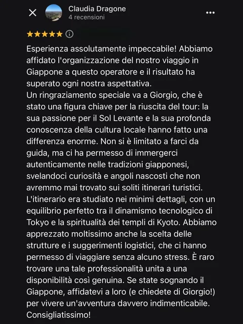 Recensione Google a 5 stelle di Claudia Dragone