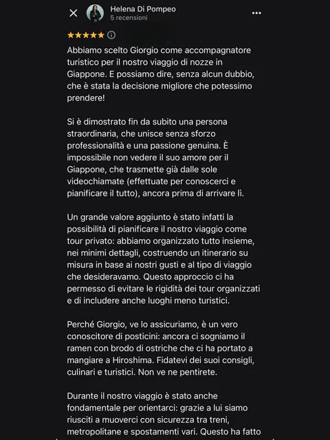 Recensione Google a 5 stelle di Helena Di Pompeo