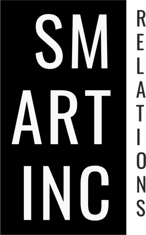 Il marchio di SmartINC Relations: SM ART INC in bianco su un blocco nero, con RELATIONS in verticale